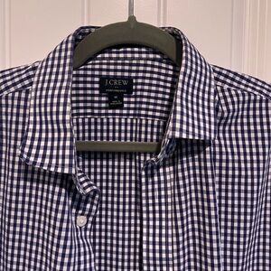 J. Crew Men's Navy and White Gingham Shirt